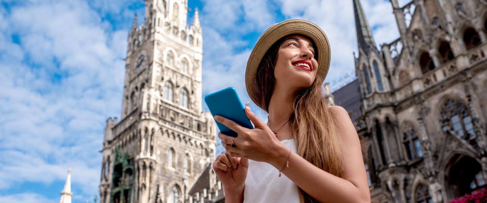 Woman Traveling with Phone in Hand